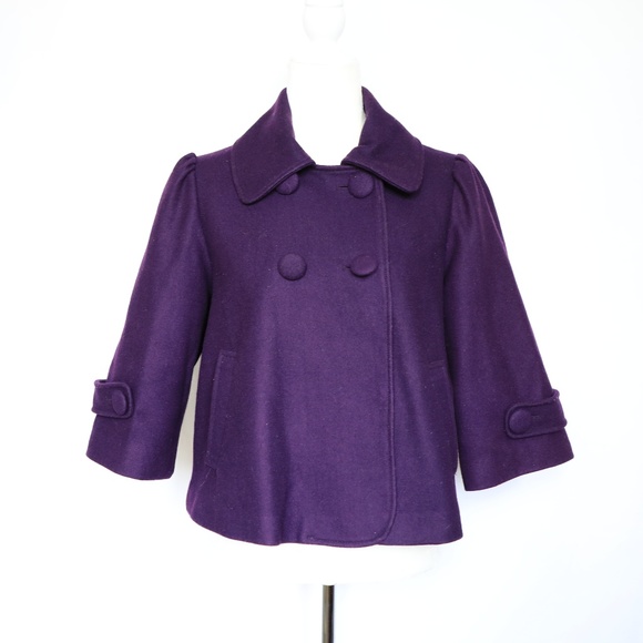 Forever 21 Purple Wool Cropped Swing Coat M
